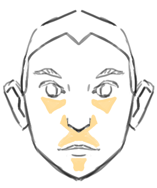 Face illustration showing concealer
    in the areas I described above